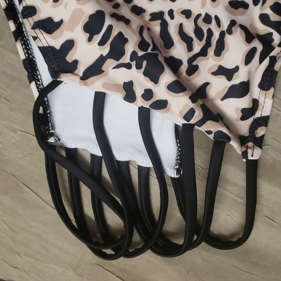 Swimwear Chic Leopard Print Strappy One Shoulder, Bikini Top Only, Women's Sz M. - Picture 9 of 9